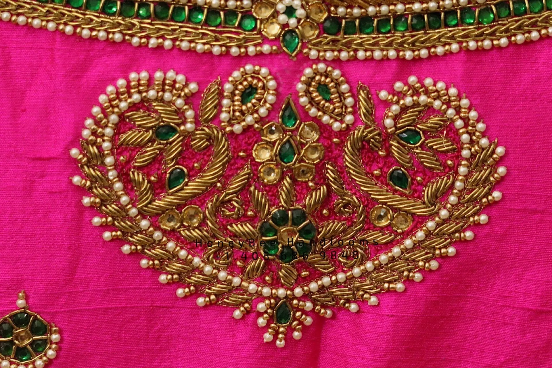 Jewelry work designer blouse - Pattu Saree Blouse -Maggam work blouse - Kundan work blouse - Saree Blouse - Pink Saree Blouse - Pink Blouse