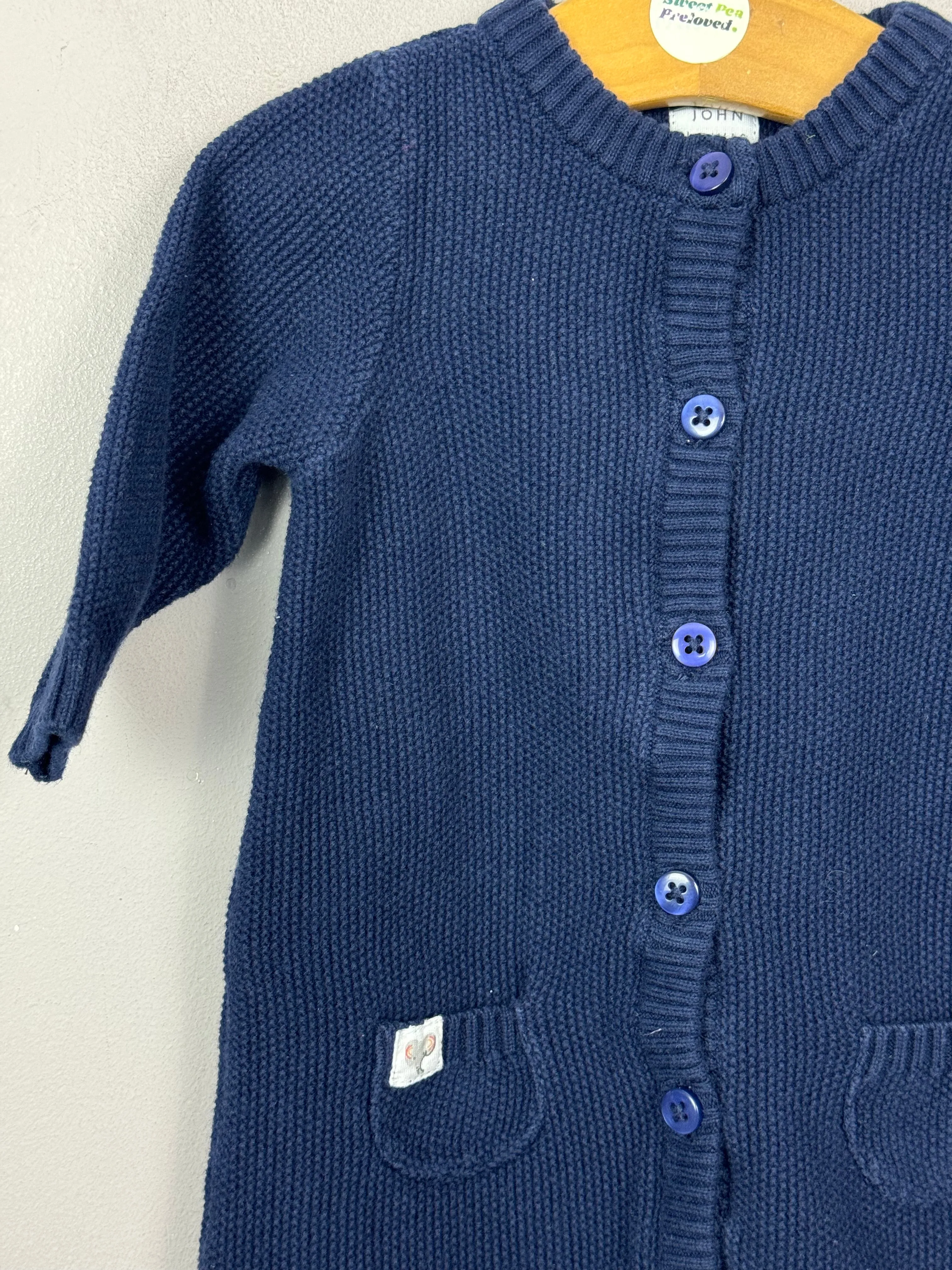 John Lewis Navy Knit Romper 0-3m