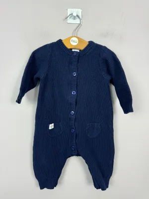 John Lewis Navy Knit Romper 0-3m