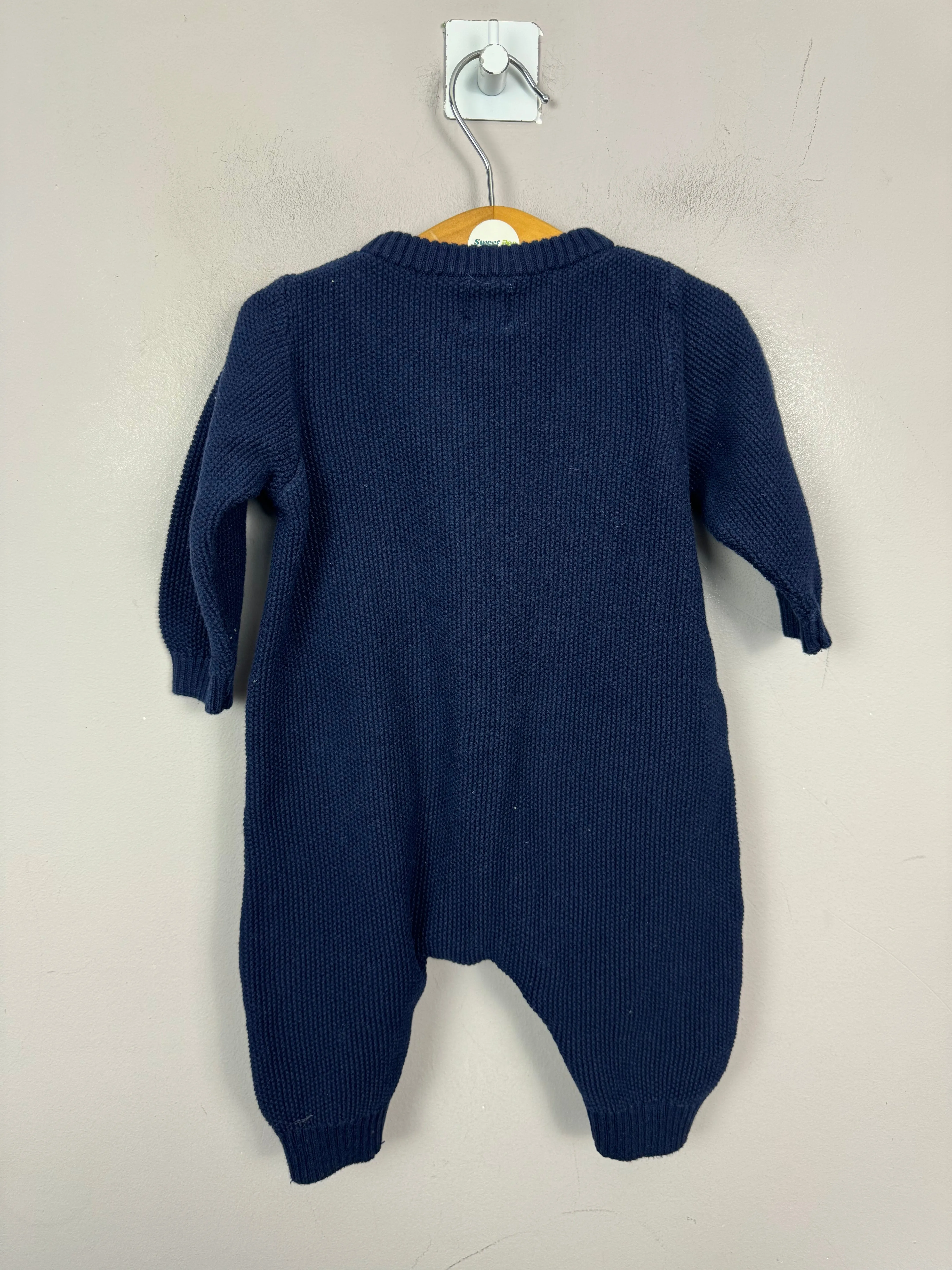 John Lewis Navy Knit Romper 0-3m