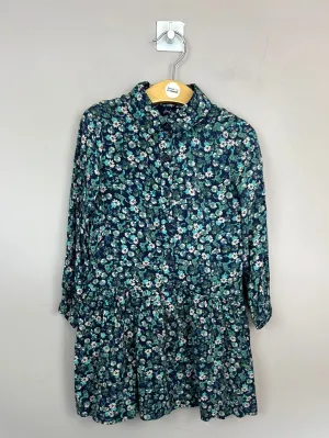 Joules navy green ditsy shirt dress 5y