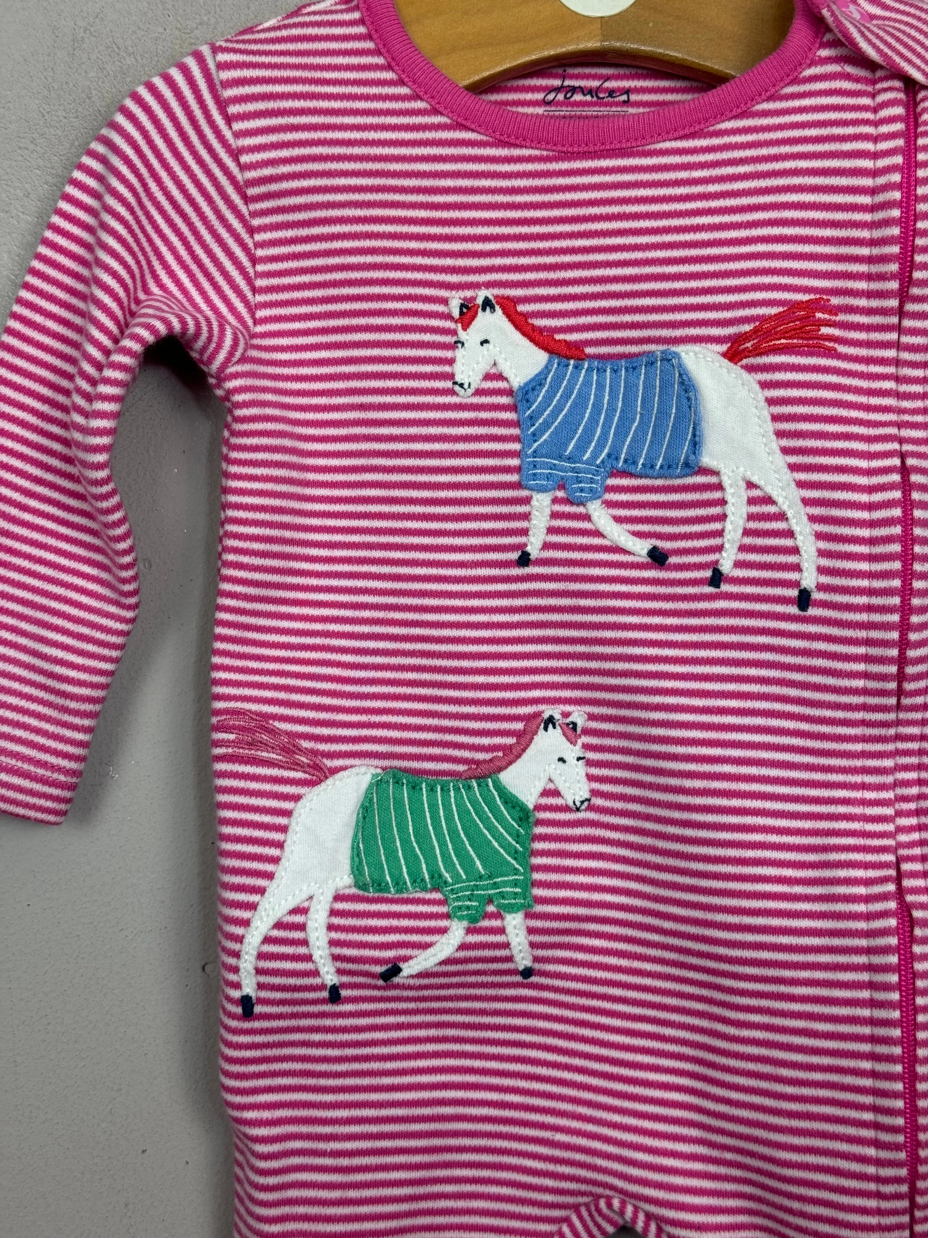 Joules Pony Zip Sleepsuit - Newborn