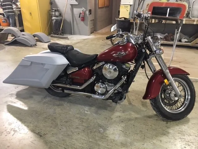Kawasaki Vulcan & Classic 800 Series 6" Extended Stretched Saddlebags Trendsetter Right Side Cut Out