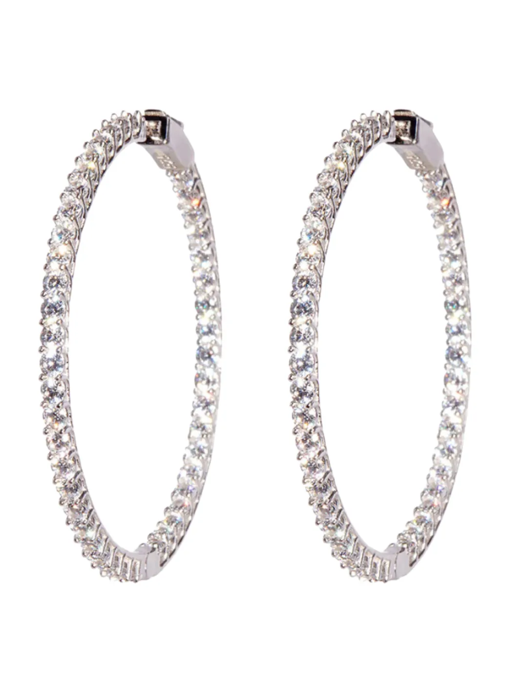 KAY LEE HOOPS IN WHITE RHODIUM
