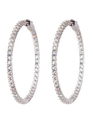 KAY LEE HOOPS IN WHITE RHODIUM