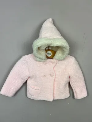 Kinder Pink Garter stitch knitted coat 1 month