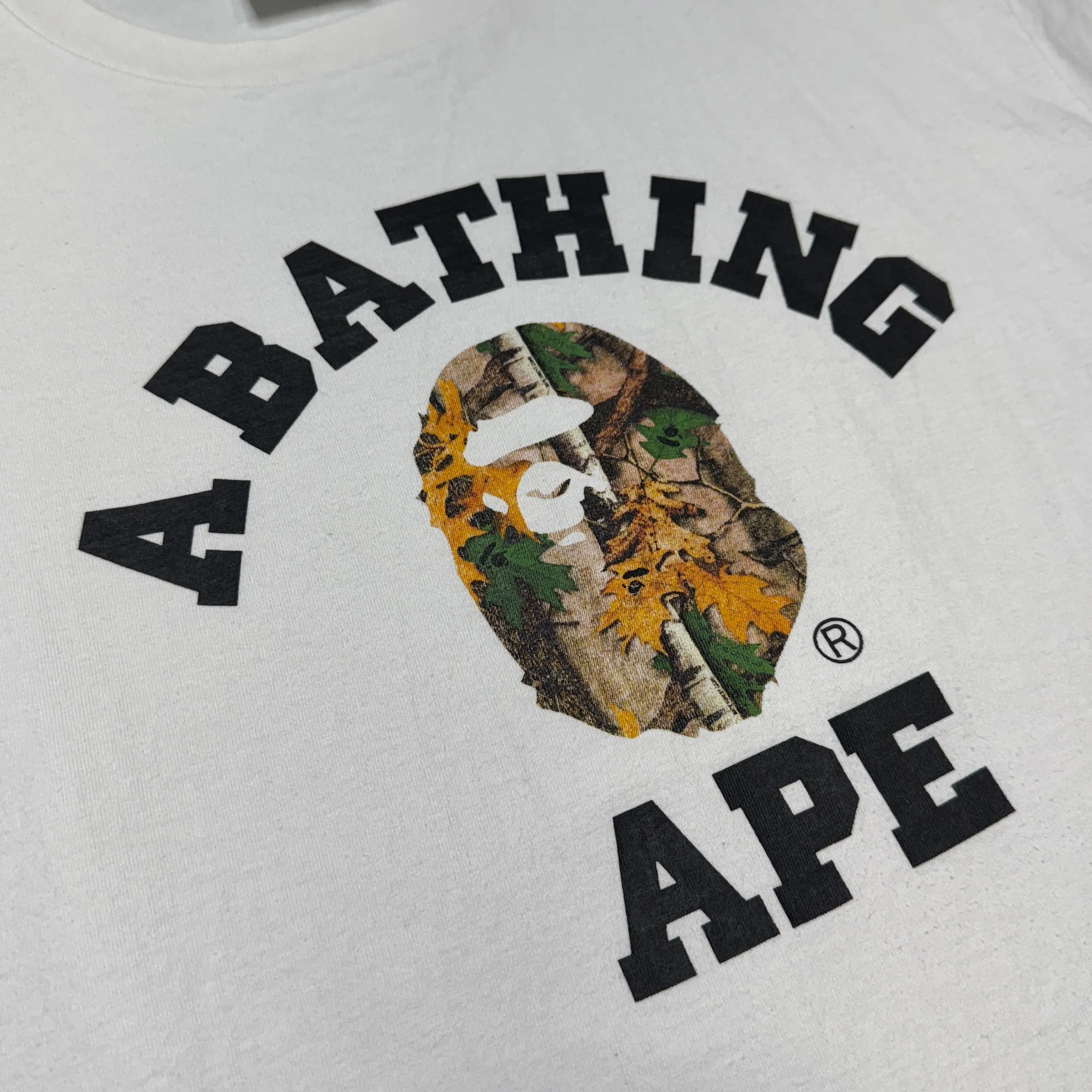 [L] Bape Woodland Camo College Logo Tee