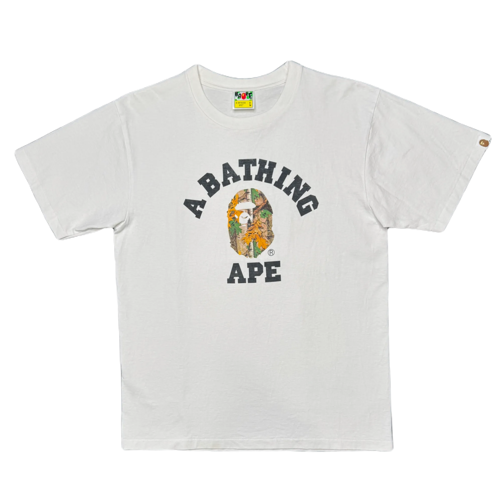 [L] Bape Woodland Camo College Logo Tee
