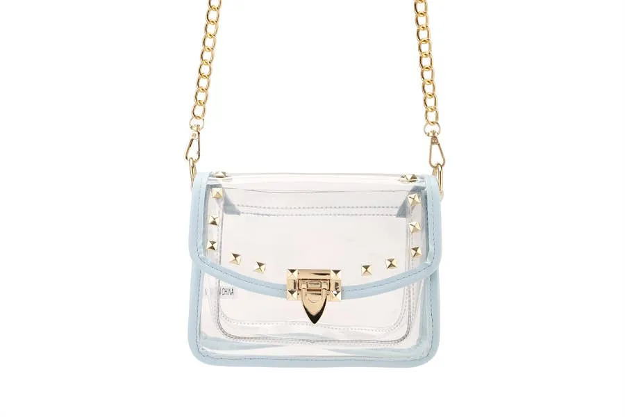 Ladies Clear See Thru Shoulder Crossbody Handbag: Silver