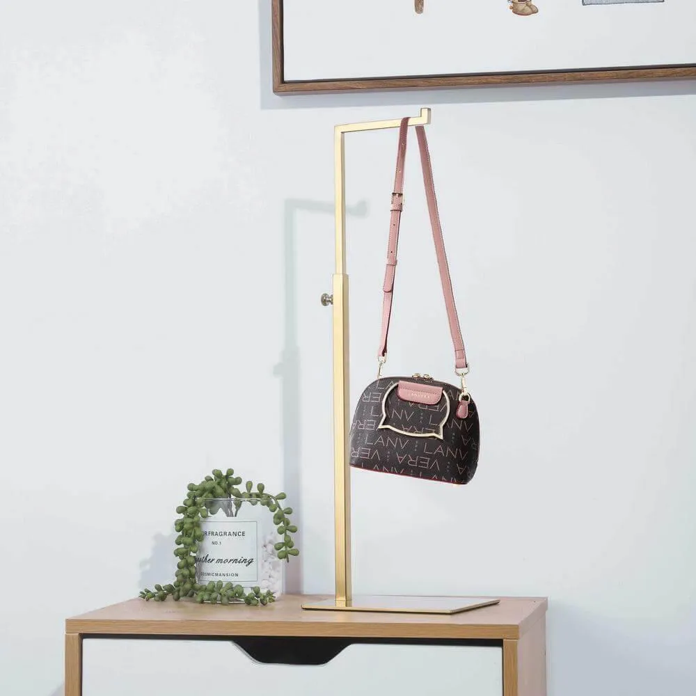 Ladies Purse Display Stand Set of Two Polished Gold Single Hook Gold Purse Display Stand