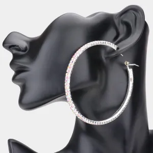 Large AB Rhinestone Hoop Earrings | 3" |  540858