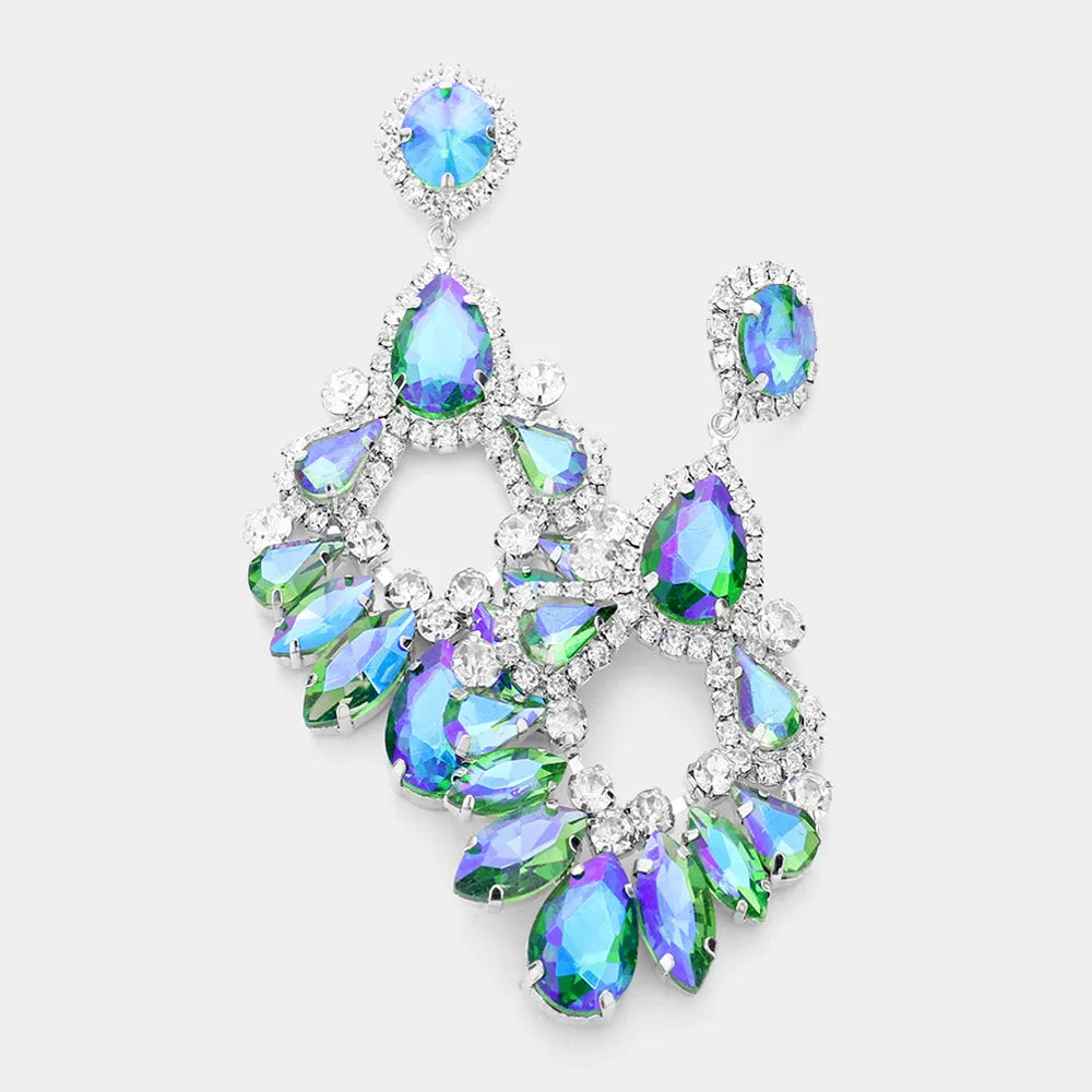 Large Blue/Green/AB Pageant Earrings | 522710