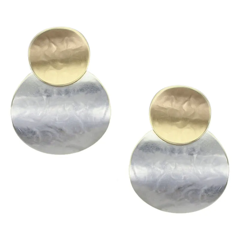 Large Layered Curved Discs Clip Earring