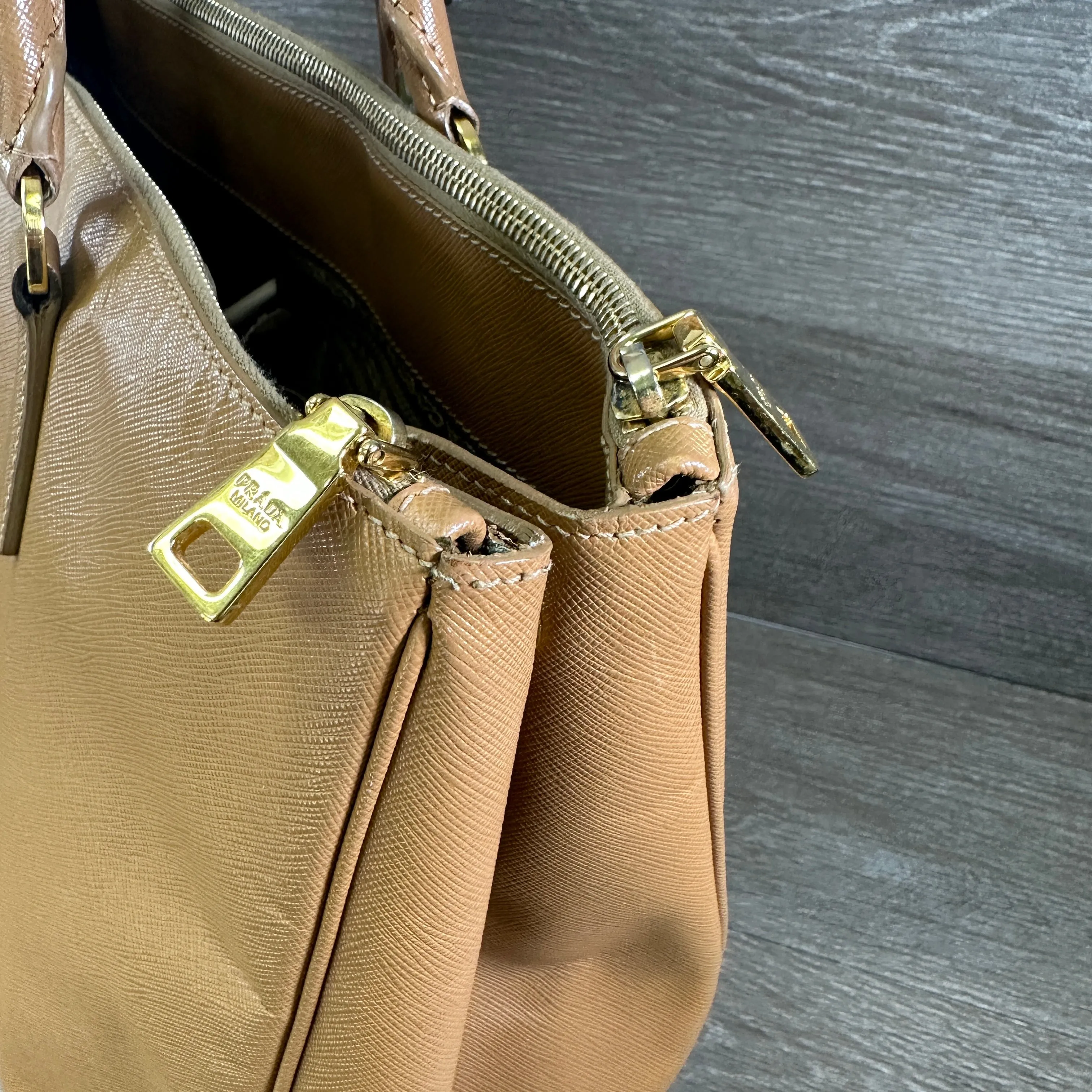 Large Prada Galleria Saffiano Leather Caramel