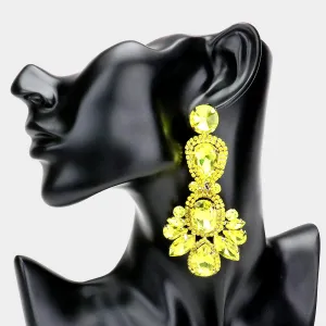 Large Yellow Crystal Rhinestone Statement Pageant Earrings  | 521518