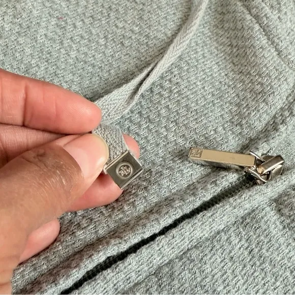 Lauren Ralph Lauren Preppy Knit Gray Hooded Sleeveless Zip-Up Sporty Vest Sz XL