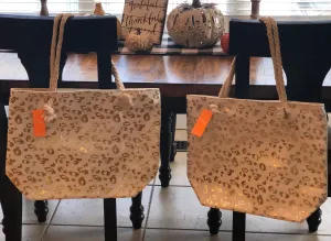 Leopard Foil Print Totes