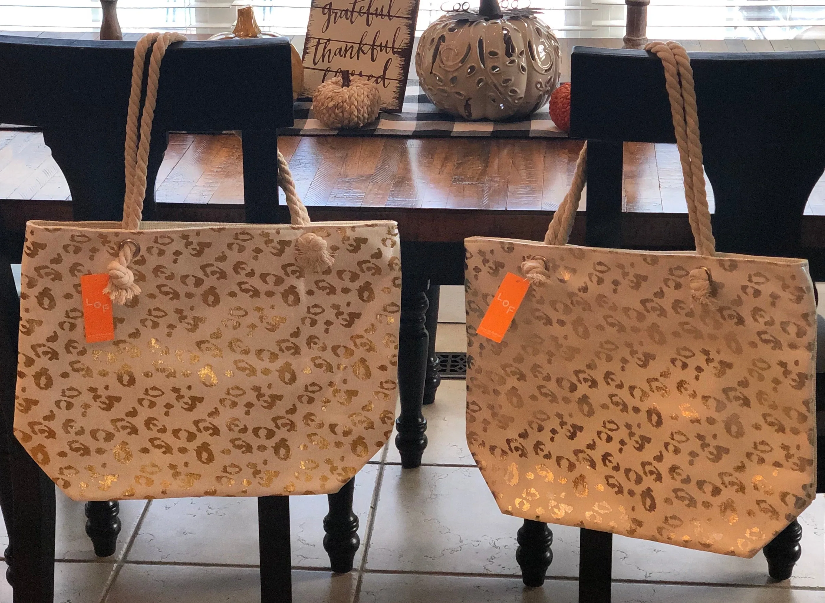 Leopard Foil Print Totes