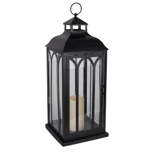 Lighted LED Metal and Glass Holiday Lantern with Candle,pha334