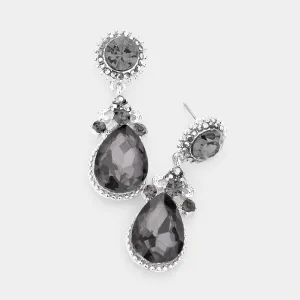 Little Girls Black Diamond Crystal Teardrop Earrings | 235227