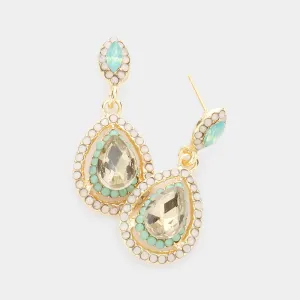 Little Girls Mint Crystal Pageant Earrings  | 593657