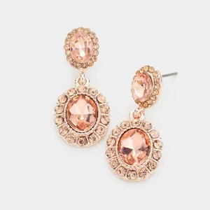 Little Girls Peach Crystal Round Drop Earrings  | 464614