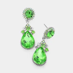Little Girls Peridot Crystal Teardrop Earrings  | 479214