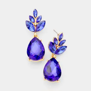 Little Girls Sapphire Crystal Teardrop Cluster Earrings | 407453