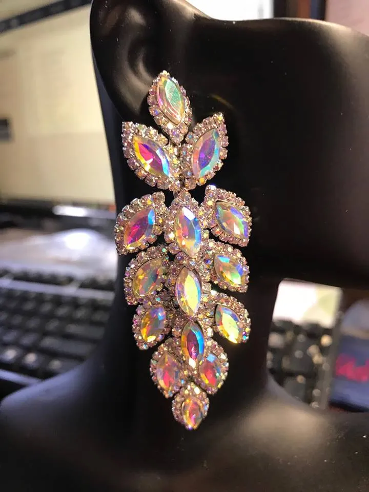 Long AB Crystal Marquise Earrings | 347040