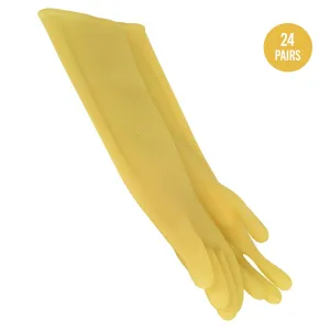 Long Cleaning 8 1/2" X 16" Gloves Yellow for Janitorial (24 Pairs Right Left)
