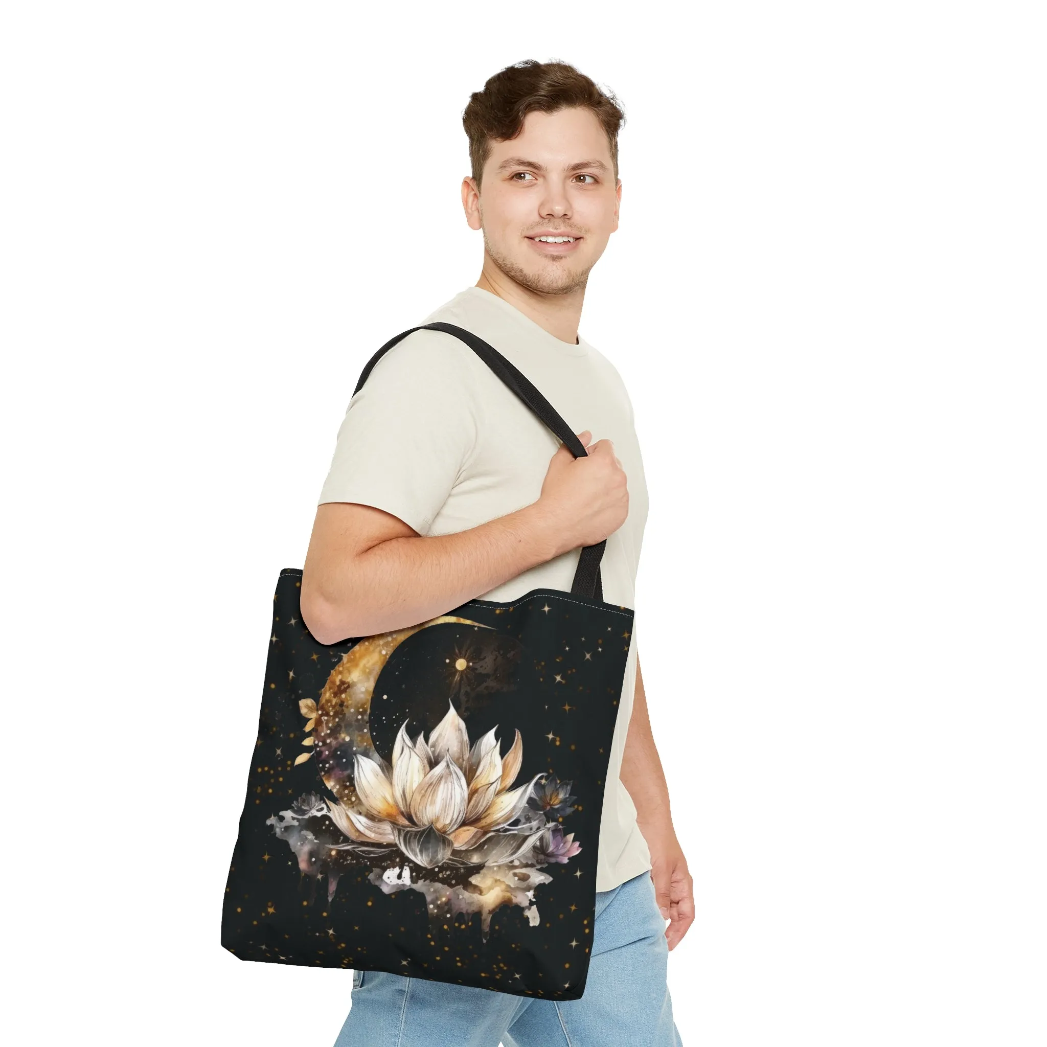 Lotus Moon Tote Bag, Dark Academia Bag, Witchy Bag