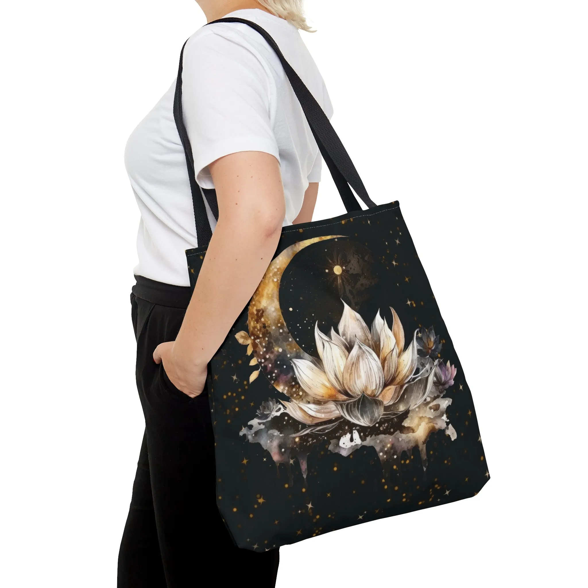 Lotus Moon Tote Bag, Dark Academia Bag, Witchy Bag