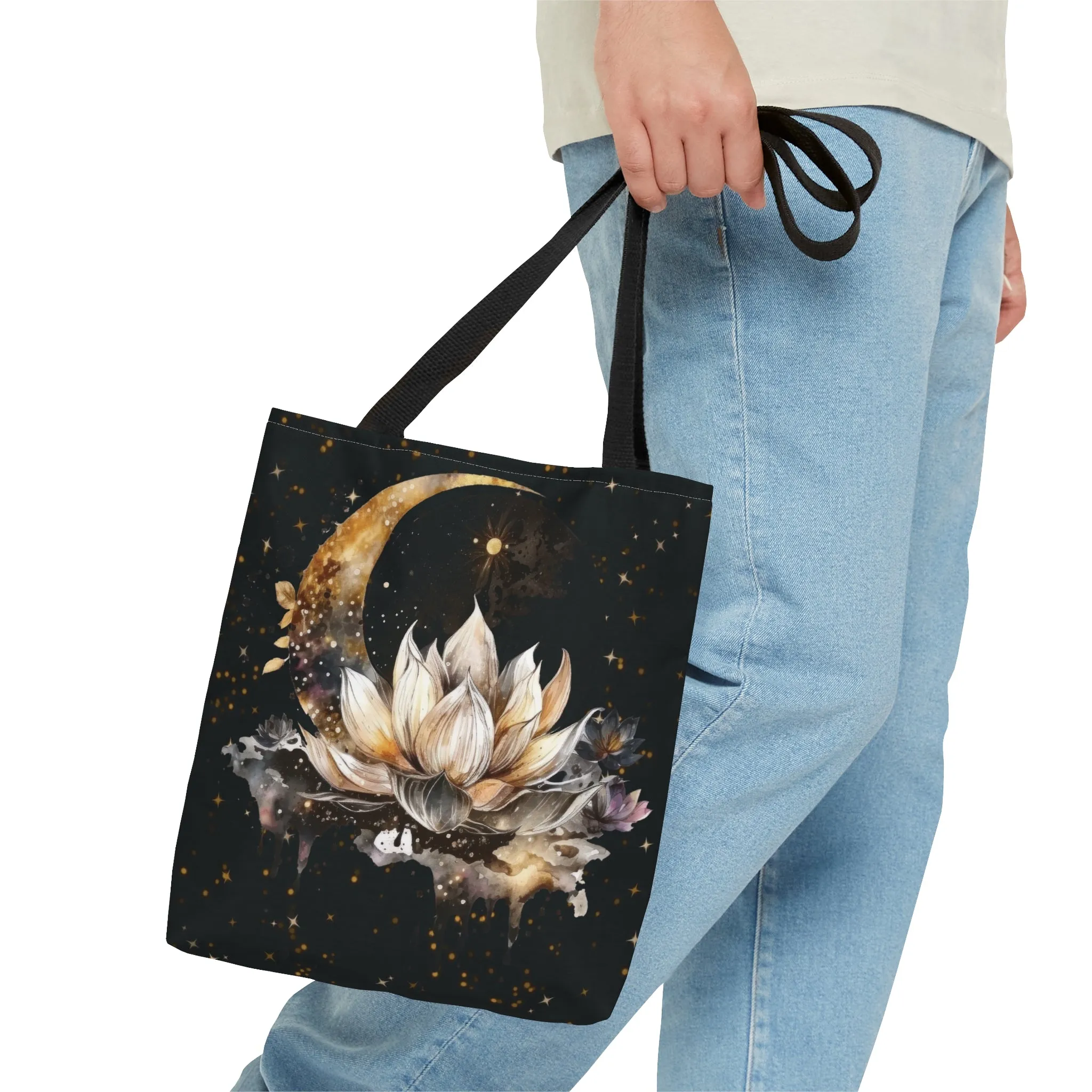 Lotus Moon Tote Bag, Dark Academia Bag, Witchy Bag