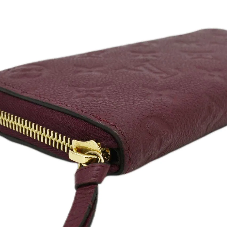 LOUIS VUITTON Clemence Empreinte Leather Wallet Maroon