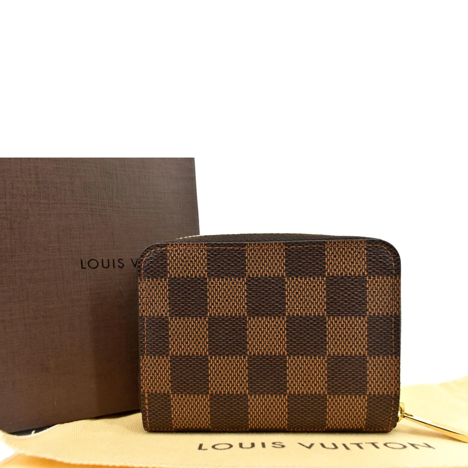 LOUIS VUITTON Damier Ebene Zippy Coin Purse Brown