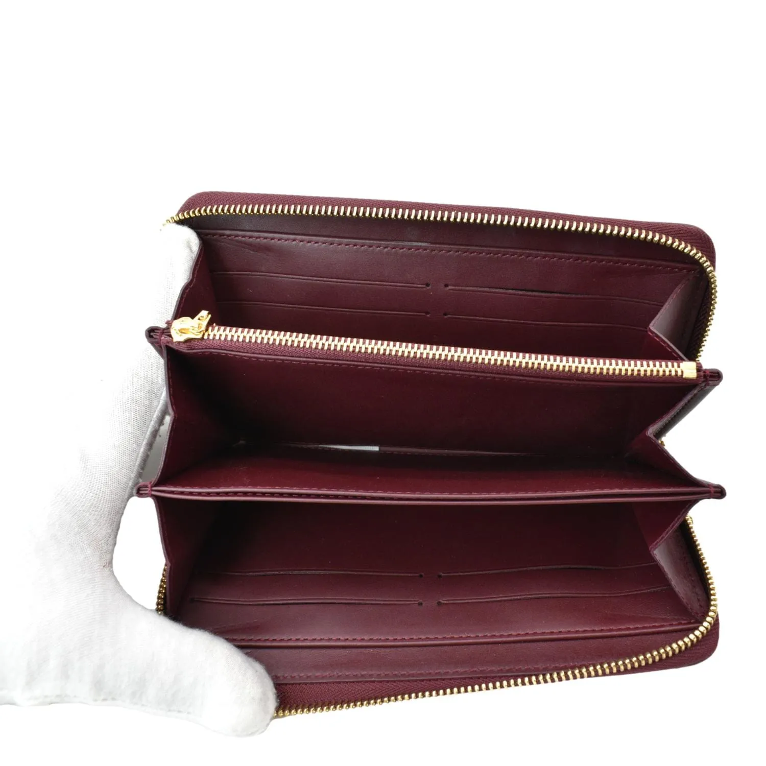 LOUIS VUITTON Monogram Vernis Zippy Wallet Amarante
