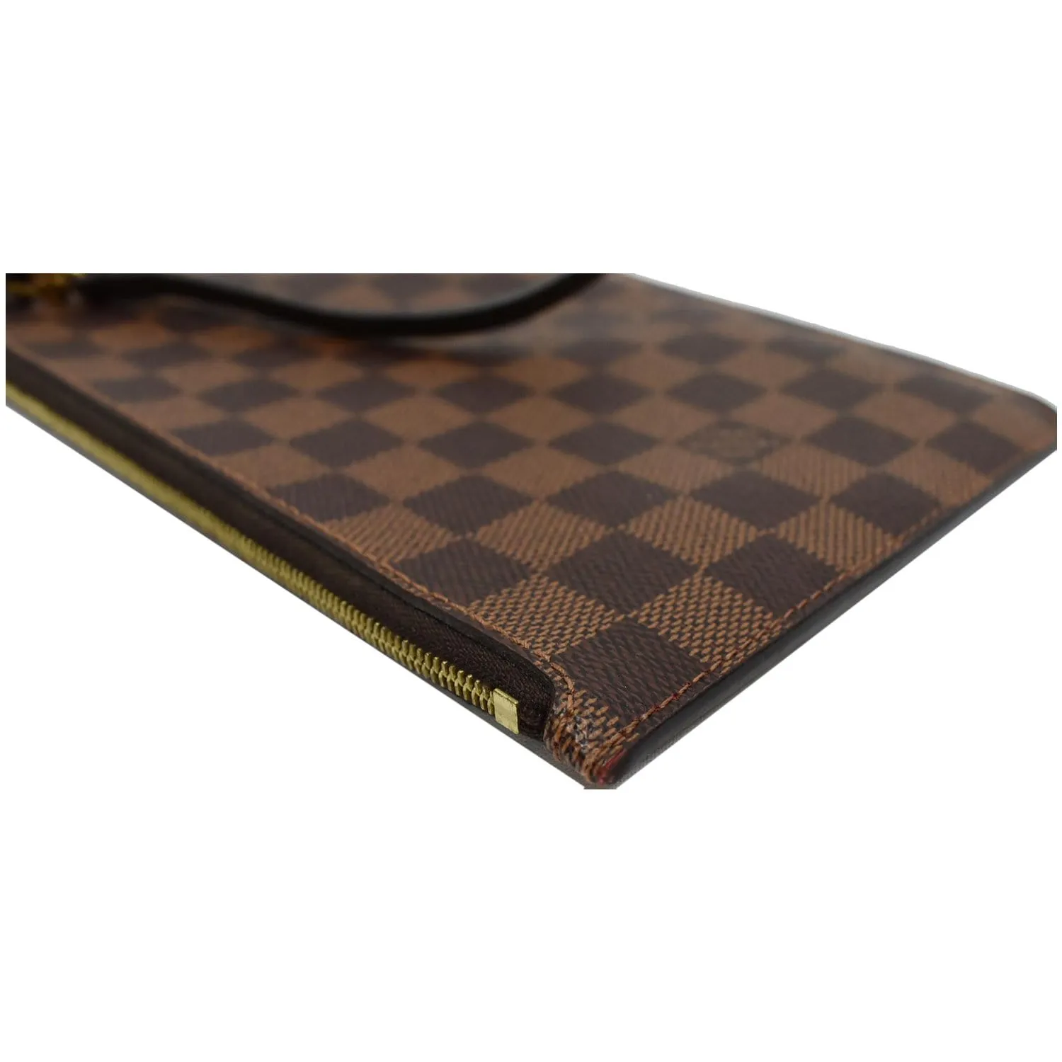 LOUIS VUITTON Neverfull GM Damier Ebene Pochette Wristlet Pouch Brown