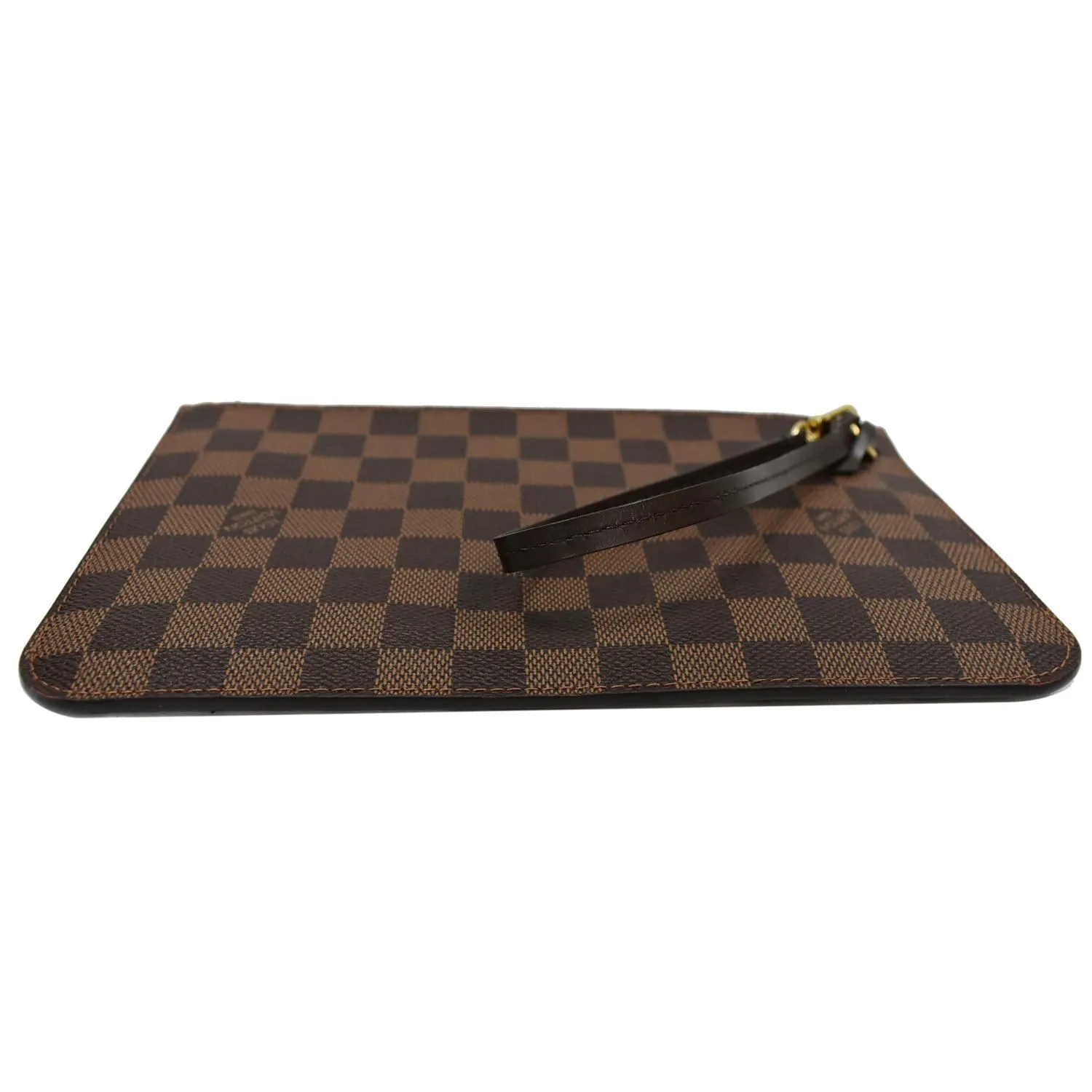 LOUIS VUITTON Neverfull GM Damier Ebene Pochette Wristlet Pouch Brown