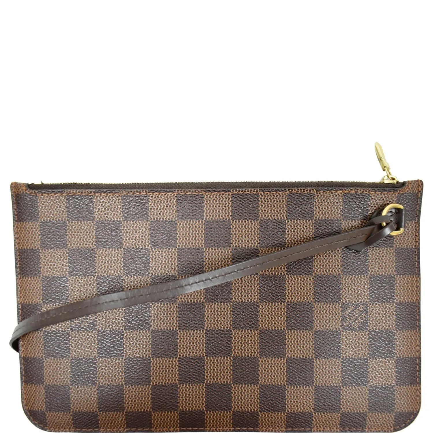 LOUIS VUITTON Neverfull GM Damier Ebene Pochette Wristlet Pouch Brown