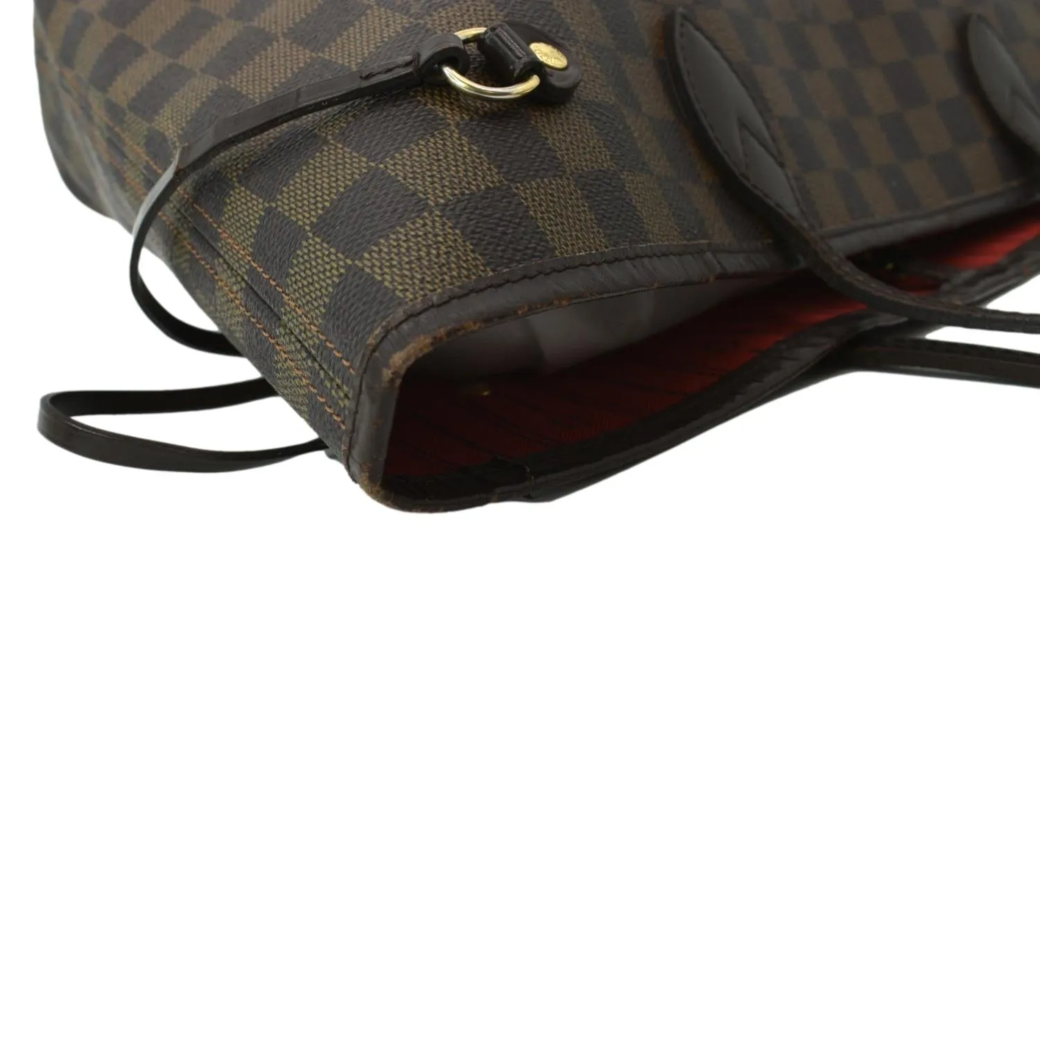 LOUIS VUITTON Neverfull MM Damier Ebene Shoulder Tote Bag Brown