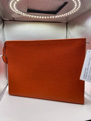 Louis Vuitton Orange Epi Leather Toiletry Clutch
