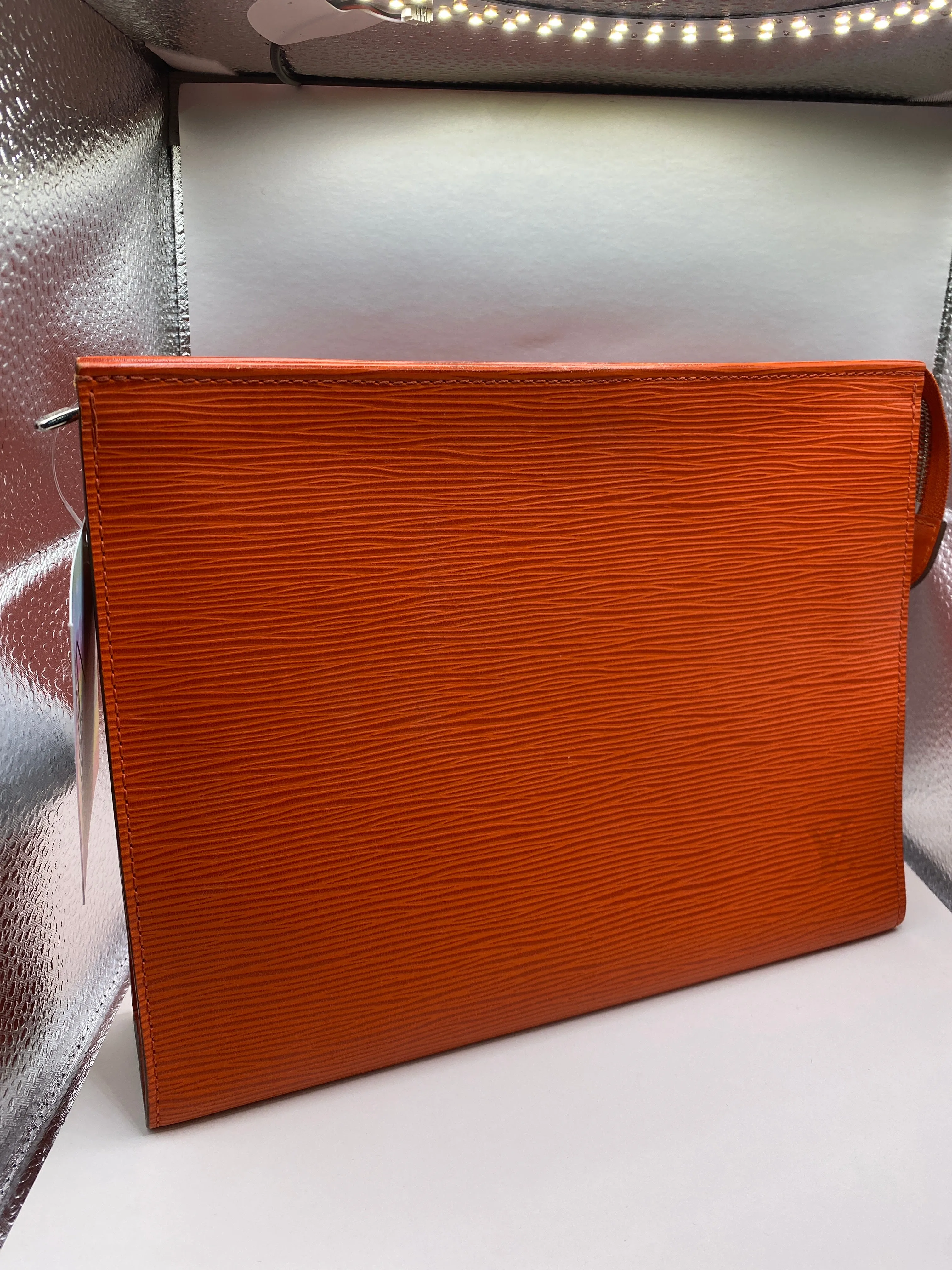 Louis Vuitton Orange Epi Leather Toiletry Clutch
