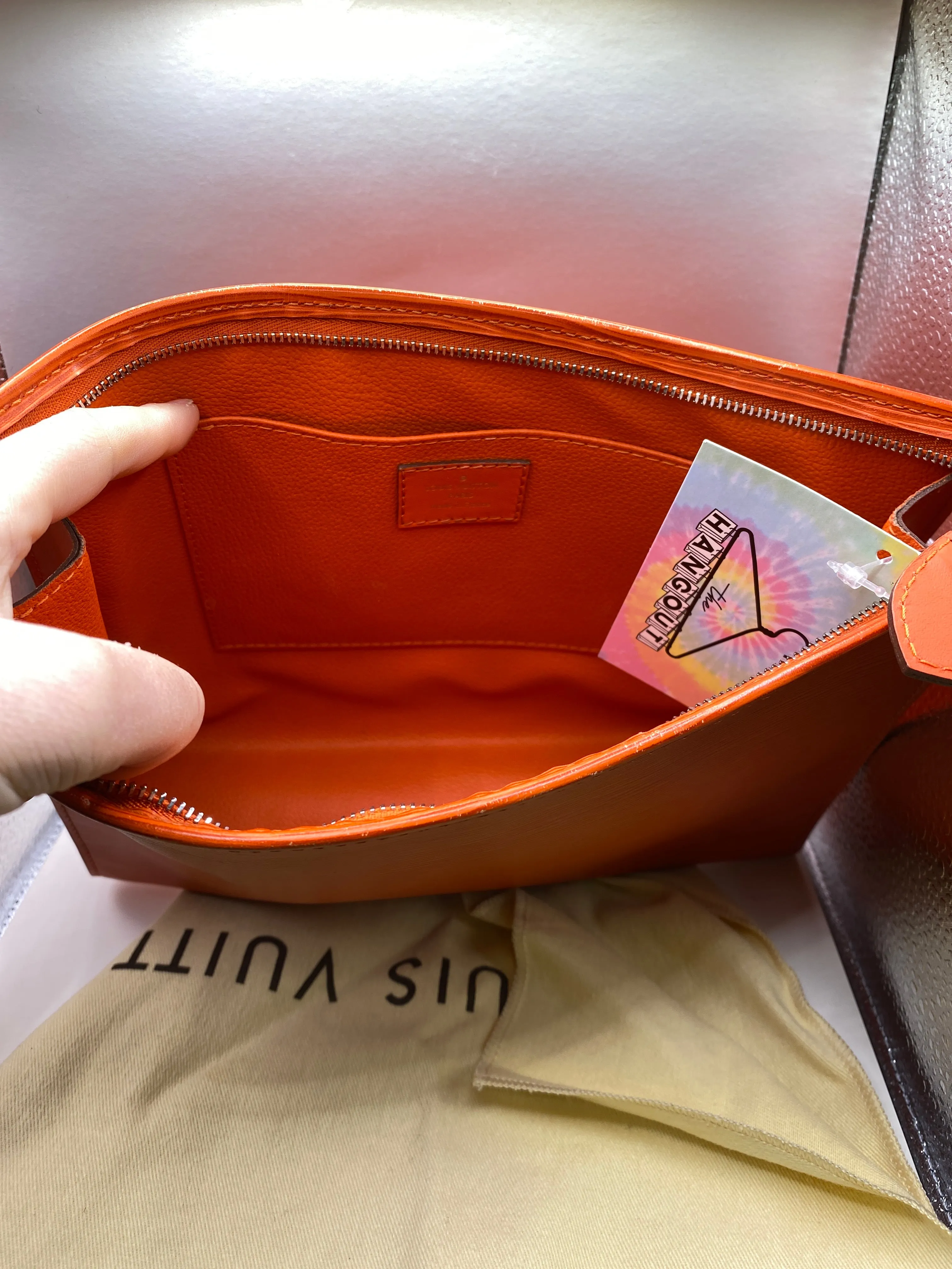 Louis Vuitton Orange Epi Leather Toiletry Clutch