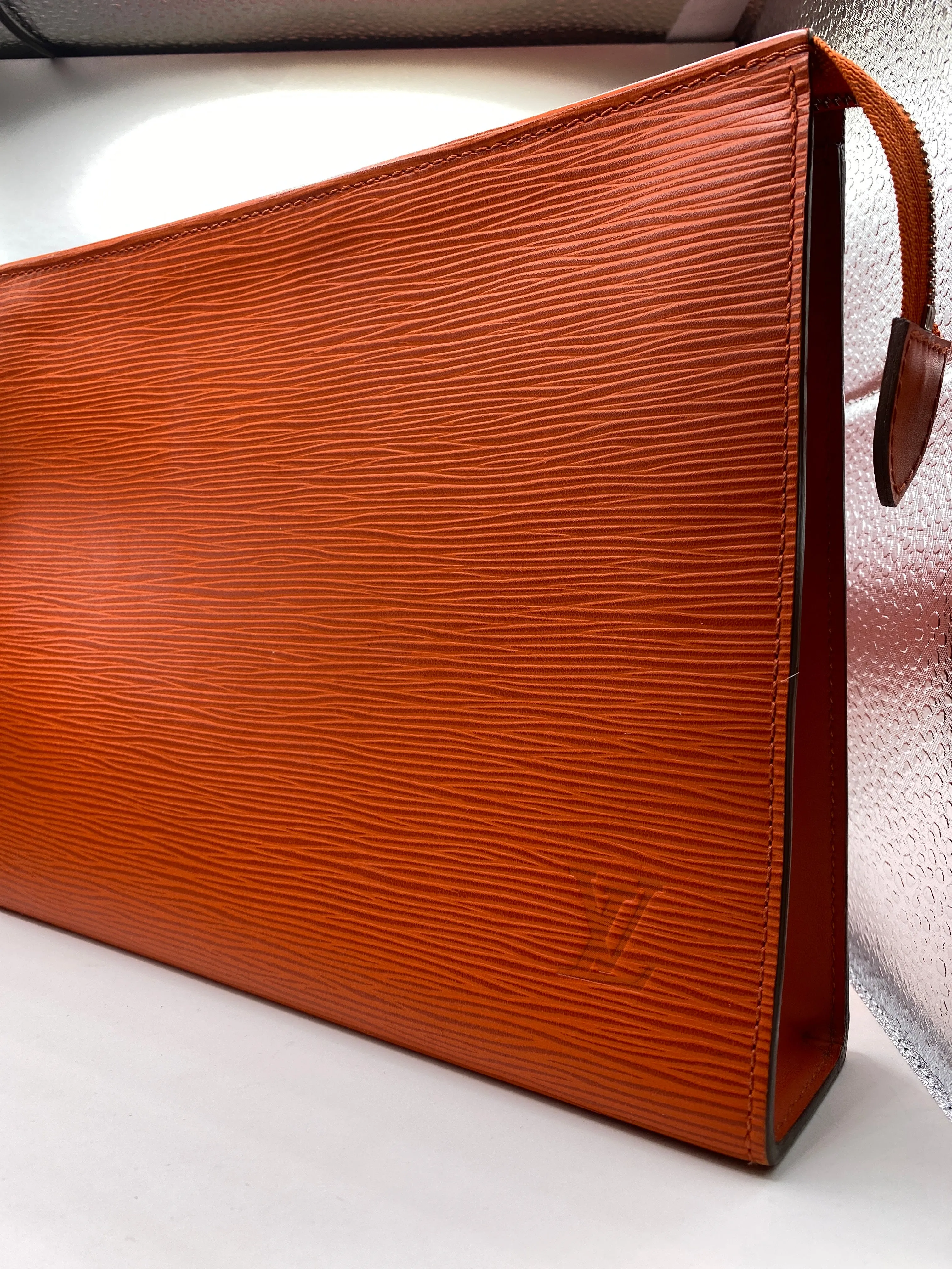 Louis Vuitton Orange Epi Leather Toiletry Clutch