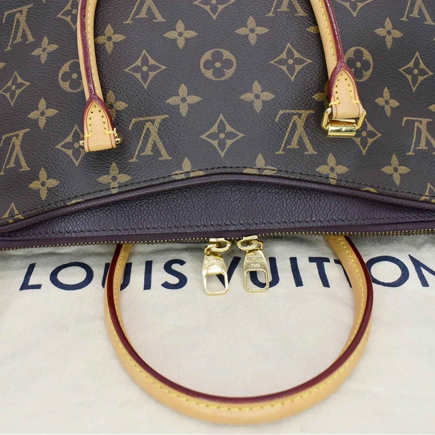 LOUIS VUITTON Pallas Monogram Canvas Satchel Bag Brown