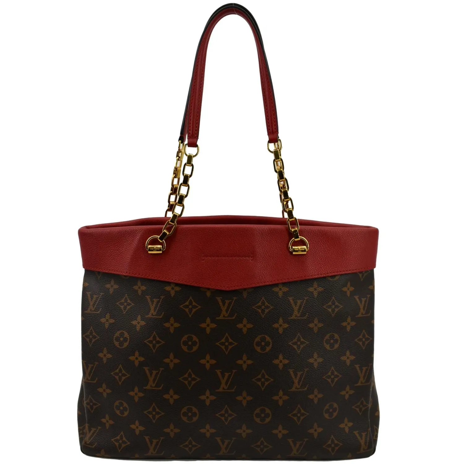 LOUIS VUITTON Pallas Shopper Chain Monogram Canvas Shoulder Bag Brown
