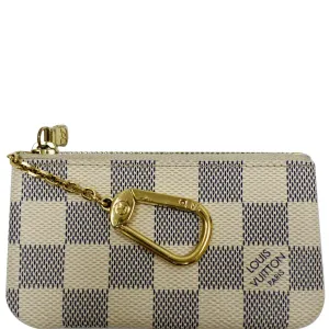 LOUIS VUITTON Pochette Key Cles Damier Azur Coin Case White