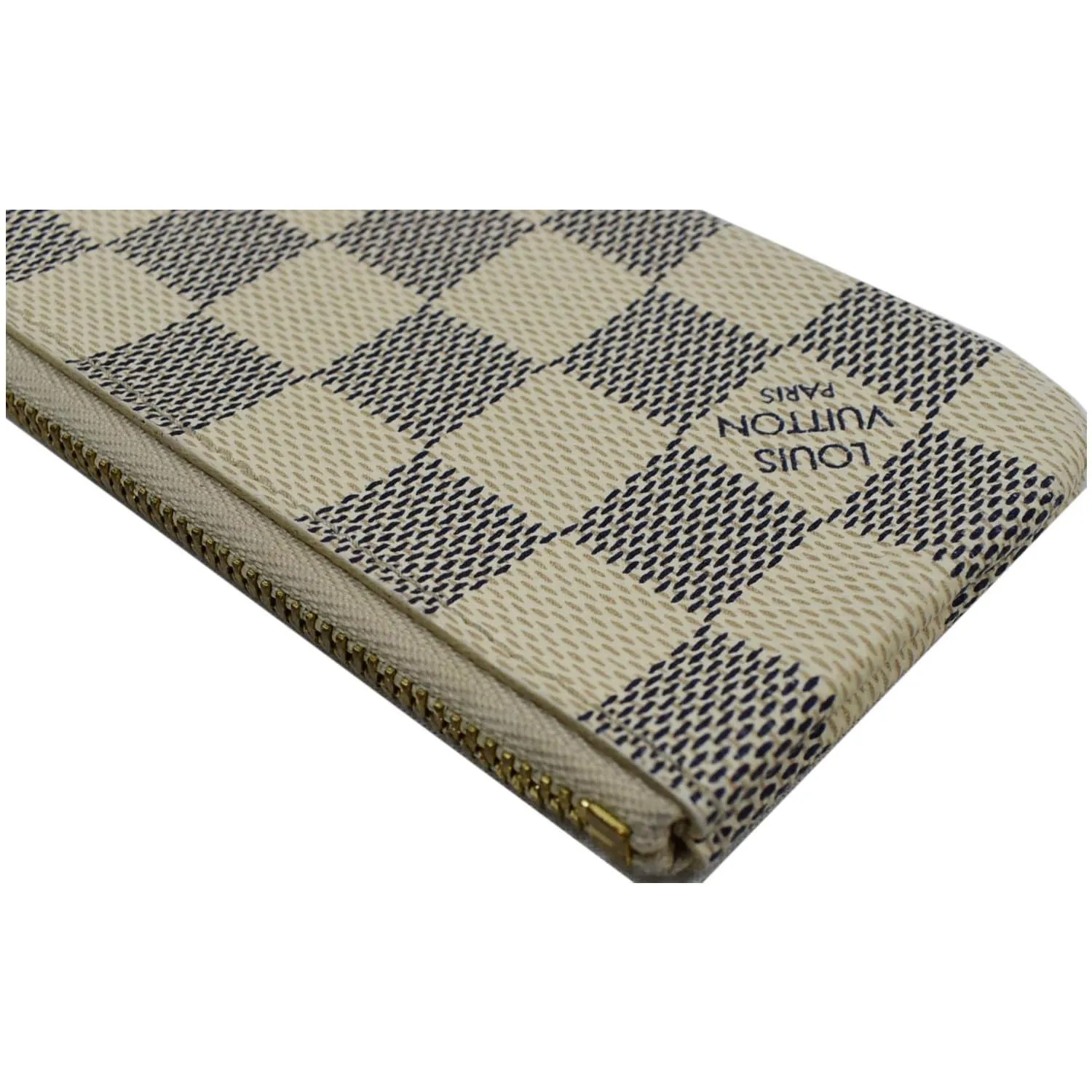 LOUIS VUITTON Pochette Key Cles Damier Azur Coin Case White