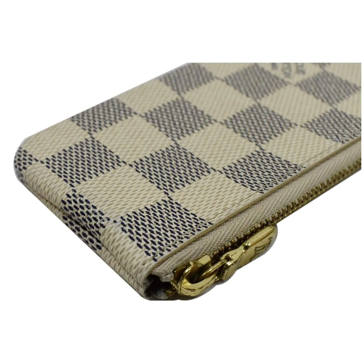 LOUIS VUITTON Pochette Key Cles Damier Azur Coin Case White