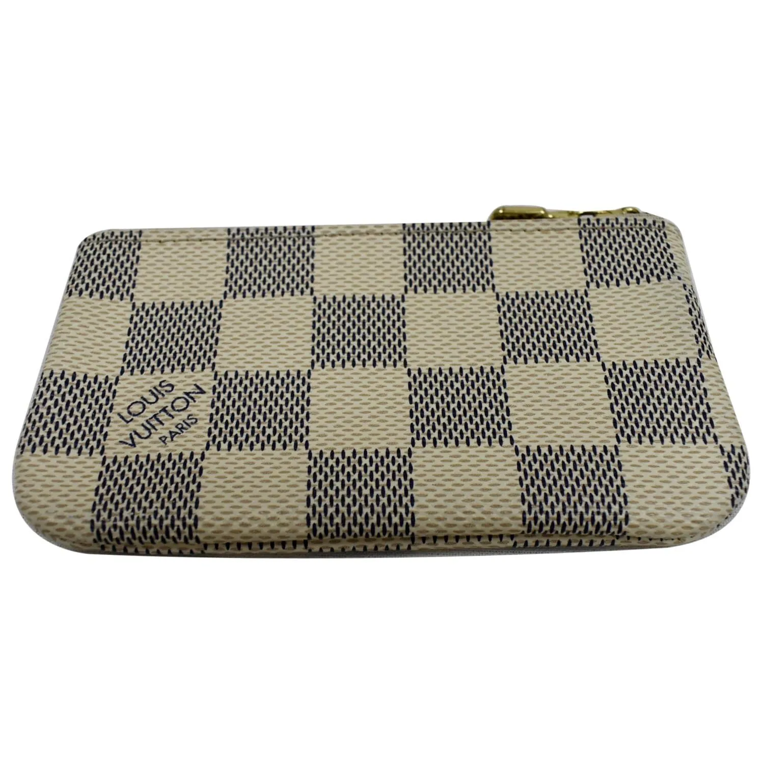 LOUIS VUITTON Pochette Key Cles Damier Azur Coin Case White